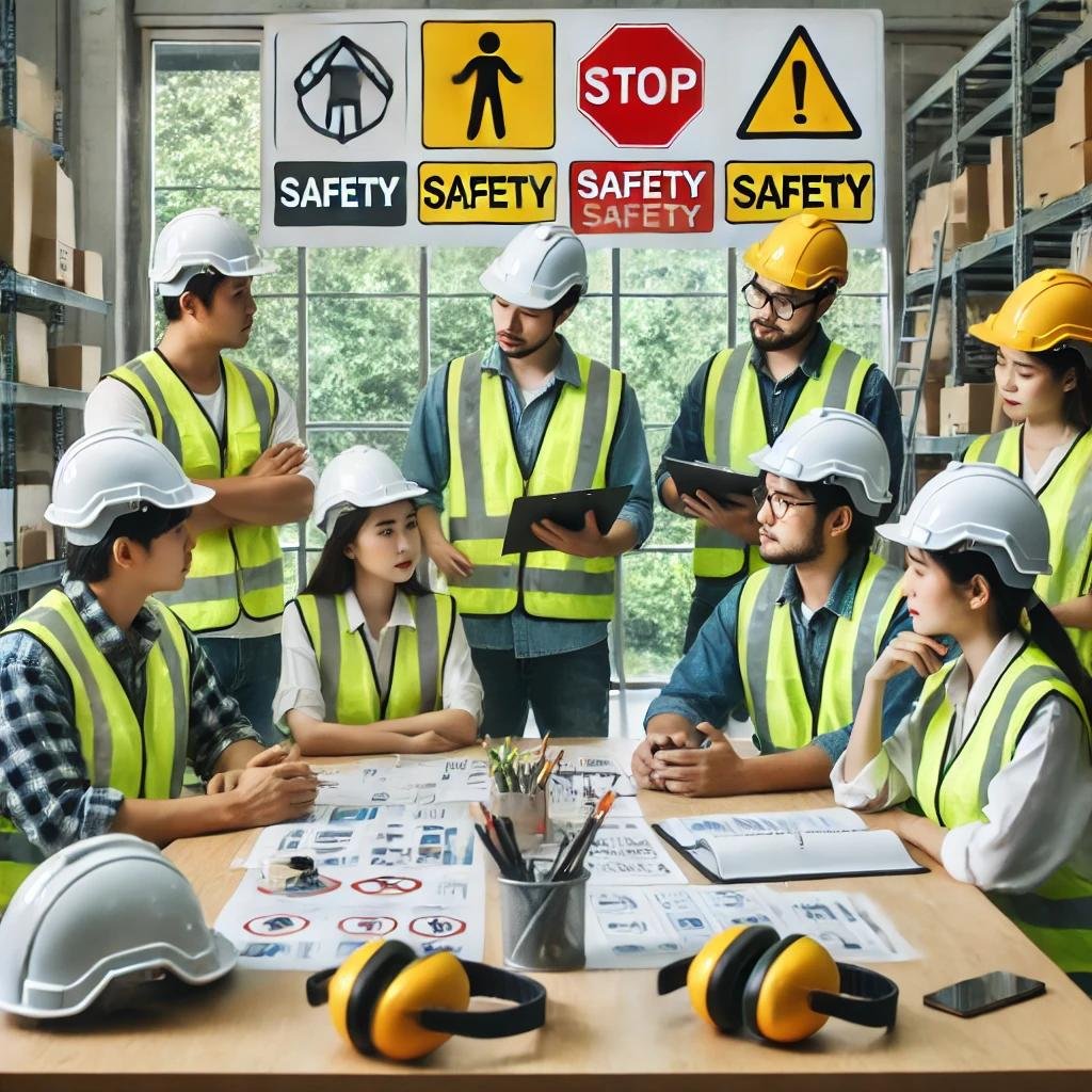 Imagem de trabalhadores discutindo práticas de segurança em um ambiente de trabalho. Ela reforça o tema de prevenção de acidentes e a importância de um ambiente seguro, mesmo quando a constituição de uma CIPA não é obrigatória.